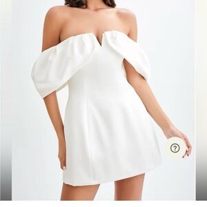 MESHKI Portia Off Shoulder Satin Corset Dress - White